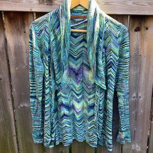 Belldini green/blue open front cardigan -- size S